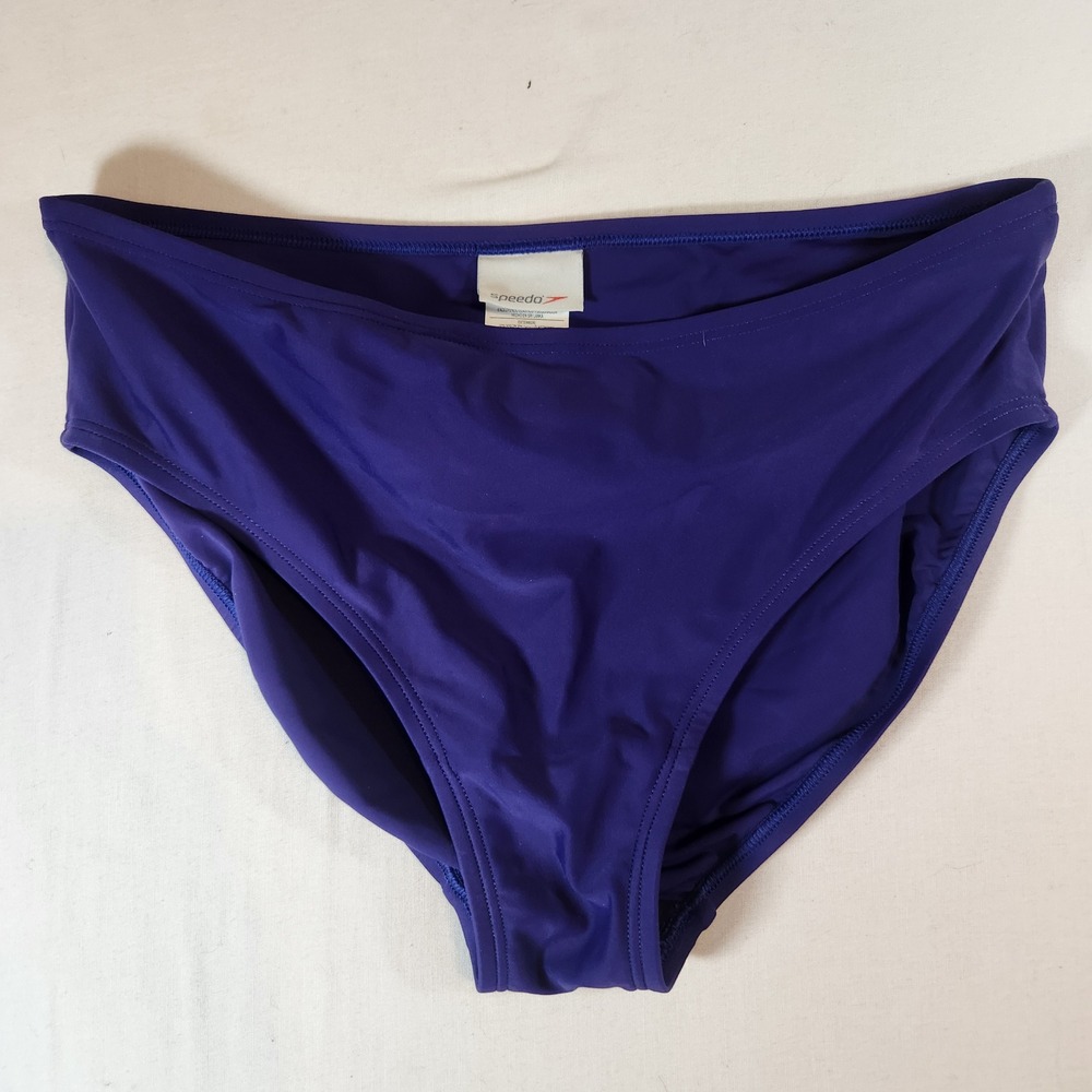 Speedo Womens Purple High Waisted Bikini Bottom Swim Brief Power Mesh Size 10